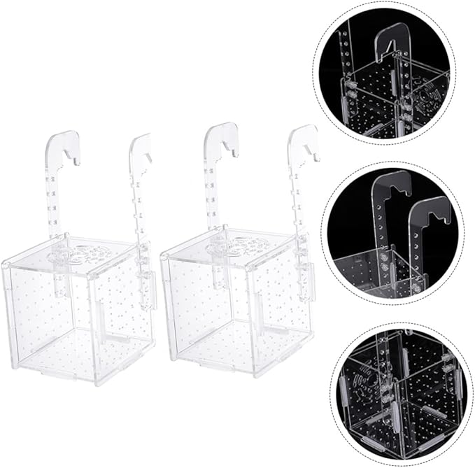 HANABASS 2pcs Acrylic Fish Tank Breeding Isolation Safe Fish Incubator for and Shrimp Easy to Clean Convenient for Aquarium Use