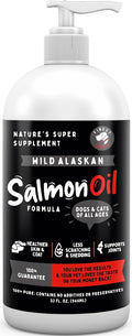 Wild Alaskan Omega-3 Blend Pollock + Salmon Oil for Dogs & Cats (32oz). 100% Pure Fish Oil Supplement with EPA & DHA for Joints, Skin & Coat, Itching, Shedding, Immune & Heart. Tasty & Easy to Give.