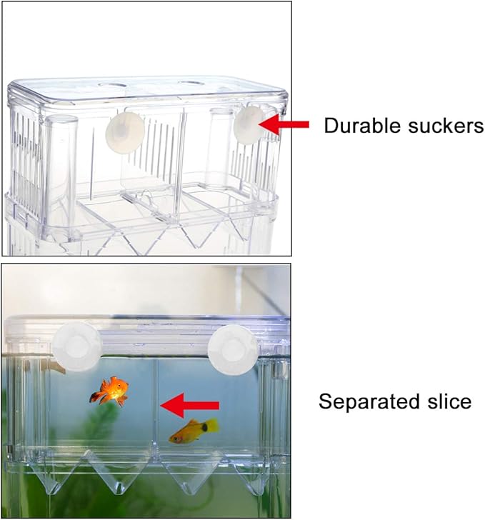 Senzeal Aquarium Fish Breeder Box Plastic Fish Isolation Breeding Box Hatching Incubator for Baby Shrimp Clownfish Guppy