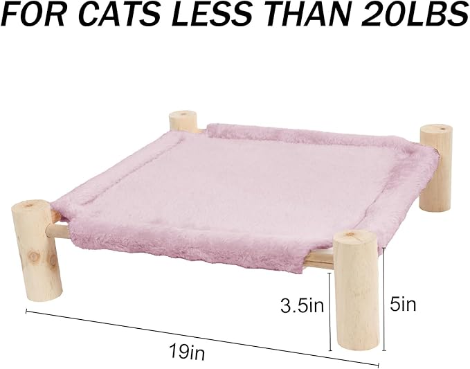 Patas Lague Cat and Dog Hammock Bed for Small Dogs, Brethable Wooden Cat Pet Rabbit Elevated Outdoor Bed Cots Furniture for All Seasons Fleece Purple