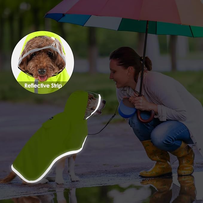 Lukovee Dog Raincoat, Adjustable Dog Rain Jacket with Clear Hooded Double Layer for Large Medium Small Dogs Puppies, Waterproof Rain Coat Poncho with Reflective Storage Pocket & Rim (VL,XL)