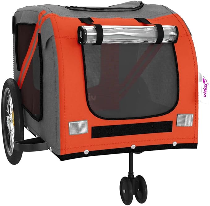 Pet Bike Trailer for Small Dogs, Durable Oxford Fabric with Weatherproof & Scratch-Resistant Design, Zippered Doors and Mesh Windows for Safe Outdoor Rides