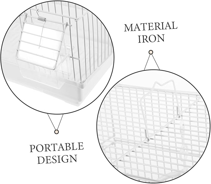Portable Metal Bird Carrier Cage for Pearl Jade Finches Painted Eyebrow Birds Lightweight Air Circulation Design Travel Storage for Pets White Iron Art Cage for Home Use