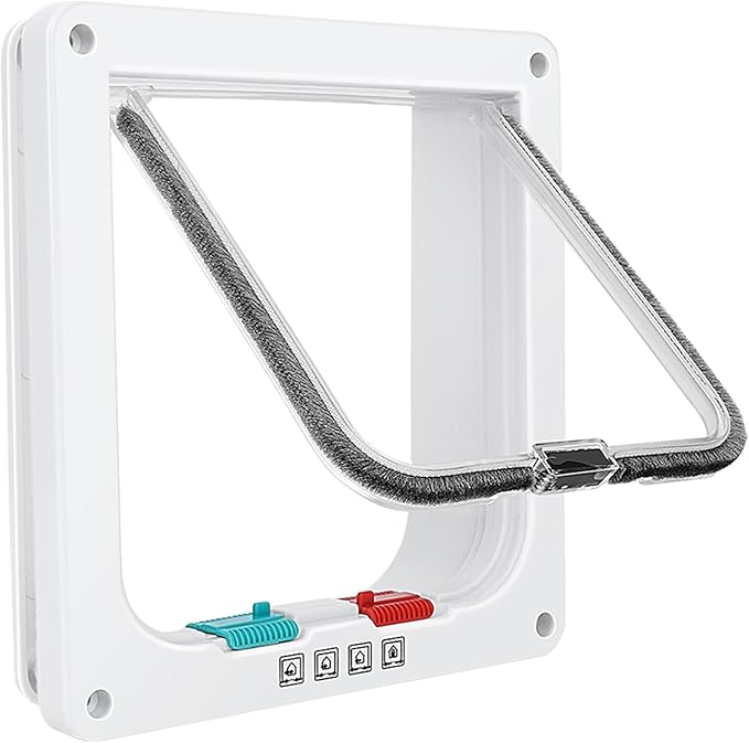 Thin Cat Door for Windows, Pet Doors and Sliding Door, Safety Pet Door with 4 Way Lock, Weatherproof Cat Flap for Thin Door and Wall(Medium, Outer Size 7.76 * 7.5 * 0.78in)
