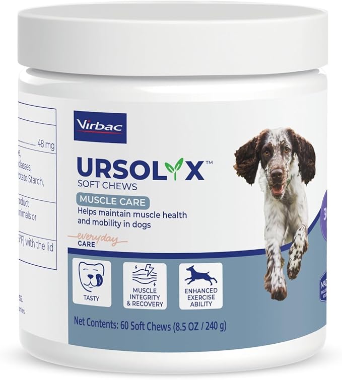 Virbac URSOLYX™ Soft Chews for Dogs | Muscle Health Support for Senior, Active or Recovering Dogs, Medium 30-60lbs | 60 Count 2- Month Supply