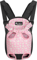 Pawaboo Dog Carrier Backpack, Dog Travel Carrier Backpack Cat Bag, Legs Out, Adjustable Pet Front Backpacks for Traveling Camping Hiking for Small Medium Dogs Cats Puppies, L, Black+Pink Daisy