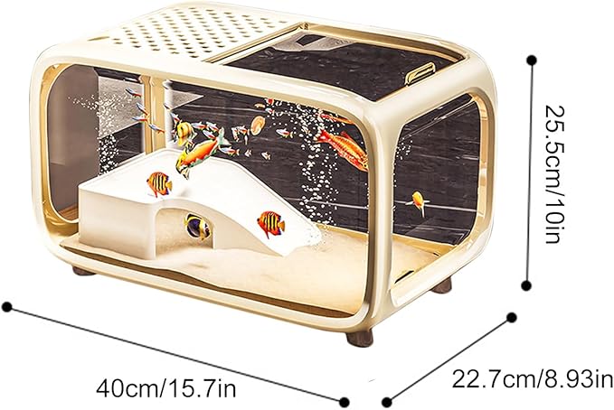 Aquarium Fish Tank - Small Landscape Aquarium for Betta,Clear Living Habitat Landscape Decor with Top Feeding Hole for Aquatic Animals Shrimp Snails Aquatic Planting Betta