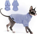 Fleece Sphynx Cat Clothes Soft Hairless Cat Clothes Pullover Cat Sweater for Chihuahua All Season Light and Warm Kitten Cloth for Cats Only Puppy Clothes Small Dog Sweater (Purple, Medium)
