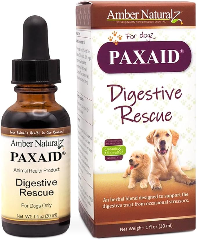 Amber NaturalZ Paxaid Digestive Rescue for Dogs and Puppies | Supports Normal Appetite, Gut Function, and Stool Consistency During Occasional Gastric Discomfort and Dietary Changes 1 Fluid Ounce