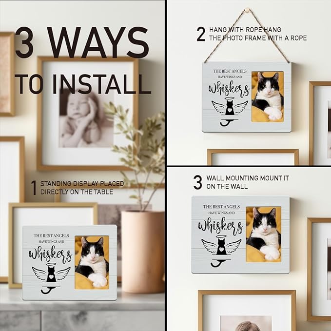 IAXIC Pet Memorial Gifts for Cats, Cat Loss Of Cat, Sympathy Gift Picture Frame, Gifts, Remembrance Photo Frame Desk Shelf Table Home Decor