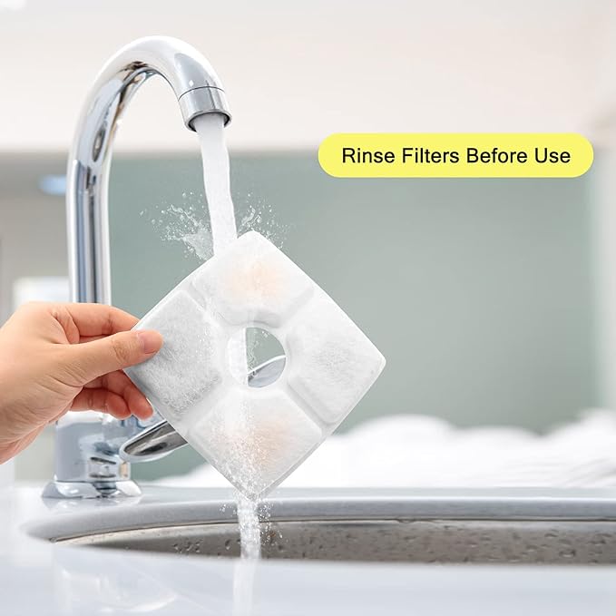 Cat Water Fountain Filters,8 Pack Replacement Filter Fit for Top Square 84oz/2.5L Cat Pet Fountain, 3 Filtration System