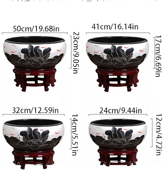 Aquarium Aquarium Fish Tankchinese Style Ceramic Goldfish Bowl Home Living Room Office Desktop Fish Culture Bowl Aquarium Starter Kits Fish Tank Decorations (Color : C, Size : 41CM)