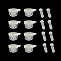 8 Pcs Small Bird Removable Transparent Bowl, Parrot Food Feeder with 8 Pcs Small Food Cups for Canary Finch Parrot Small Animal, White + Clear