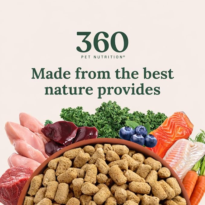 360 Pet Nutrition Freeze-Dried Raw Dog Food – Beef Recipe with Liver & Organs, High Protein with Omega-3s, Fruits, Veggies & Superfoods, Grain-Free, No Fillers, 3 lb – Made in USA