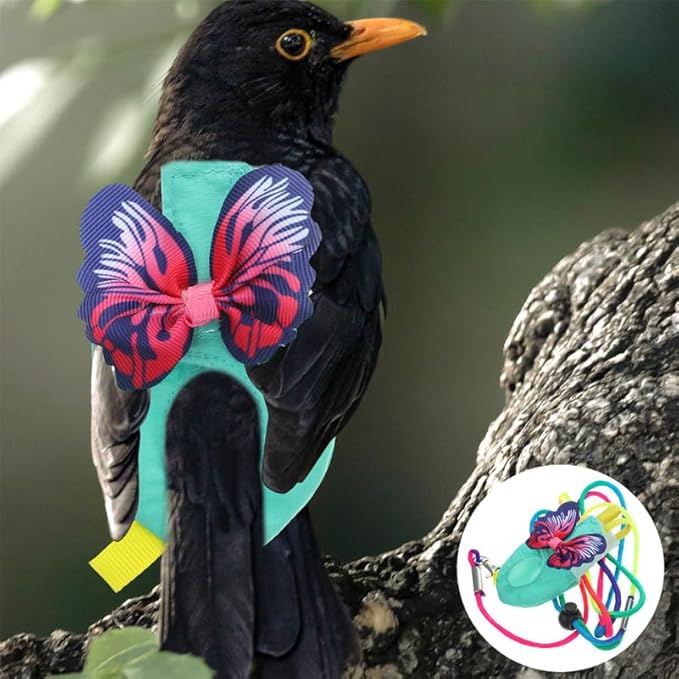 POPETPOP Bird Diaper Harness and Leash Parrot Flying Clothes Suit Reusable Breathable Cloth for Small Parakeets Cockatiels and Lovebirds Flight Protection
