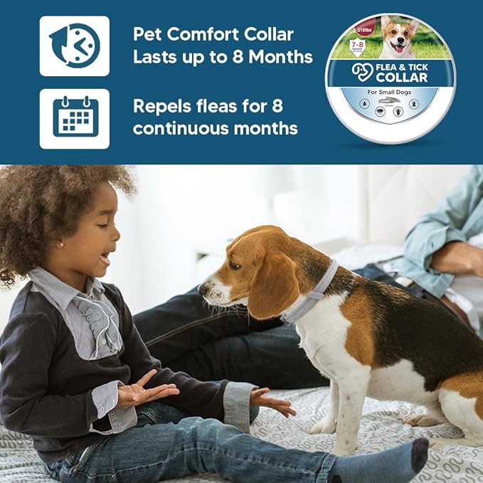 Flea Collar for Dogs Small, Dog Tick Collar,Tick Collars for Dogs, Lasts As Long As 8 Months Per Collars, Easy to Apply-2P
