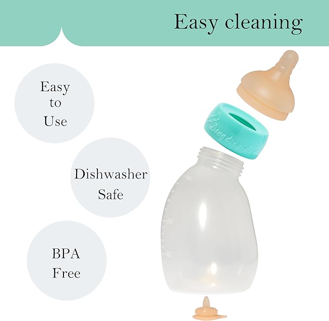 Puppy Feeder Bottle, Silicone Feeding Nipple and Syringes for All Breed of Puppies and Other Animals Dongdong pet