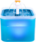 Cat Water Fountain, 67oz/2L Automatic Cat Drinking Fountain, Pet Water Dispenser with LED Light and Filter for Cats and Small Dogs (Green)
