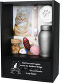 Pet Memorial Shadow Box Keepsake 9.2x13 Cat Memorial Gifts for Loss of Cat Death Sympathy Remembrance Bereavement Gift Large Pet Memory Box Frame Display Case with Deep Rainbow Bridge Drawer