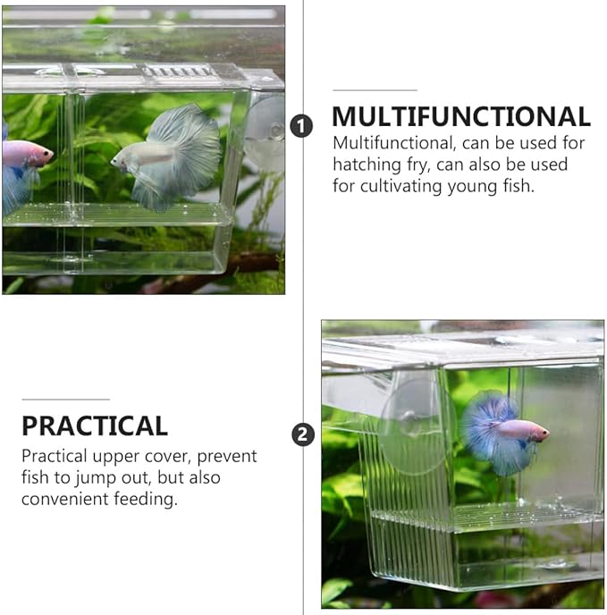2-Layer Aquarium Fish Breeding Box 22x9.5x10cm Fry Incubation Container Fish Isolation Tank for Guppy and Betta Fry Hatchery