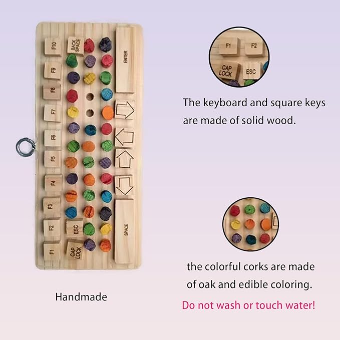 Bird Chewable Keyboard Toy,Wooden Biting Training and Foraging Bird Toys,Bird Cage Accessories, Parakeet Toys (STARTOP1)