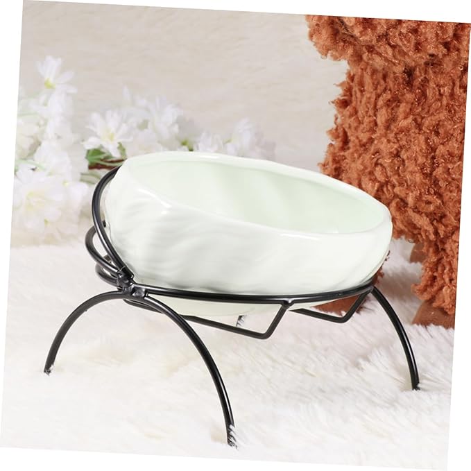 Smooth Ceramic Pet Bowl Iron Frame Rack Cat Feeder Dog Bowl Pet Food Feeding Dog Feeder Cat Feeding Watering Supplies