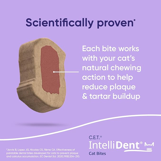 Virbac C.E.T.® INTELLIDENT® Cat Bites for Dental Care | Healthy Teeth and Gums | Fresh Breath,Chicken Flavor,(Pack of 2)