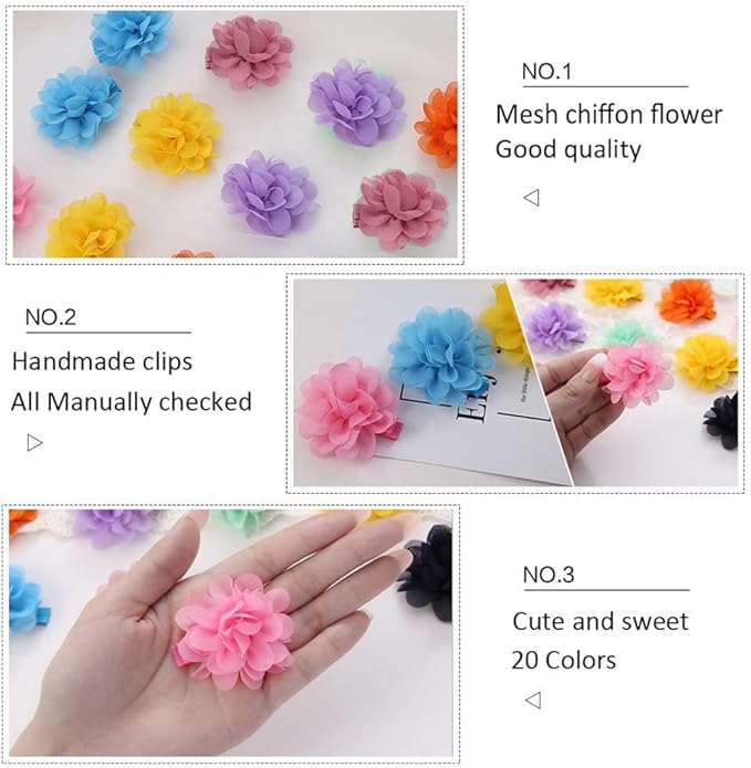 20PCS Flower Bows Alligator Hair Clips for Cat Dogs Puppy Birds Ducks Horse Chicken Pets Barrettes Party Birthday Grooming Hair Accessories