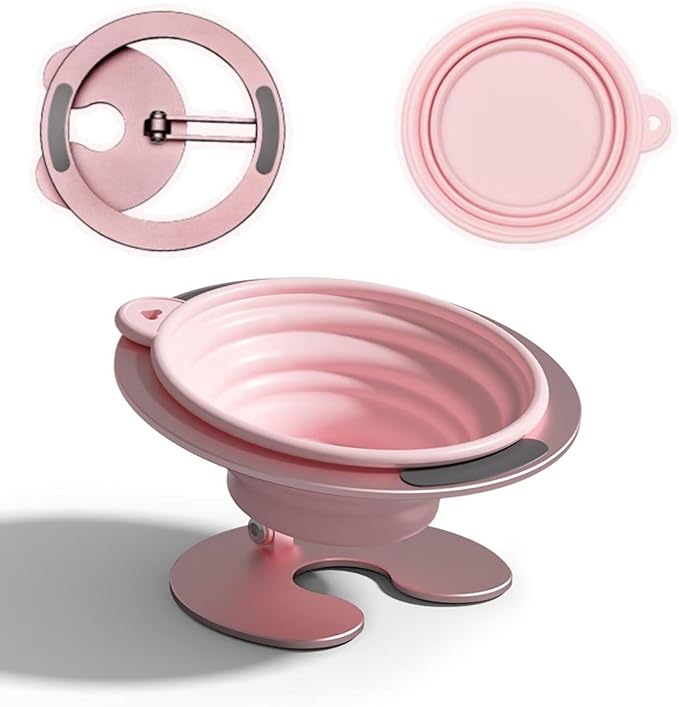 Collapsible Elevated Cat Dog Food Bowl, Portable Raised Pet Food Water Dish, Adjustable Tilted Food Feeder for Indoor Outdoor Cats Dogs, Whisker Friendly Cat Feeding Watering Dish for Travelling
