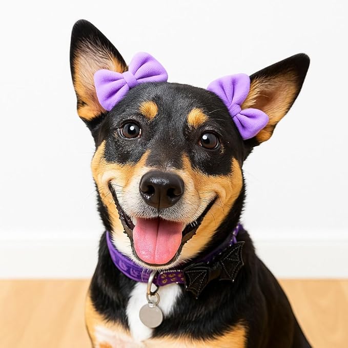 3-Pack Double Bow Dog Headbands – Dog Hairbows with Double Band, Adjustable Pet Hair Accessories for Small & Medium Dogs, Cute Hair Bows for Daily Wear & Special Occasions