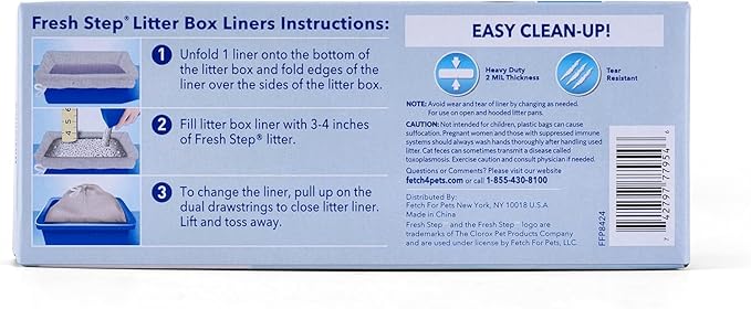 Fresh Step Jumbo Drawstring Cat Litter Box Liners, Unscented Heavy Duty Kitty Litter Bags for X-Large Oval or Rectangle Pans, Helps Contain Mess, Easy Lift Out Cleanup, 36 x 19 in, 7 Count - 4 Pack