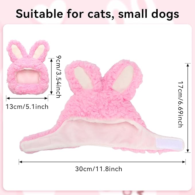Cat Bunny Rabbit Ears Hat Costumes, Rabbit Ears for Dogs Party Costume Easter, Pet Accessory Cute Headwear, Easter Pet Costume for Cats Small Dogs Puppy (Pink)