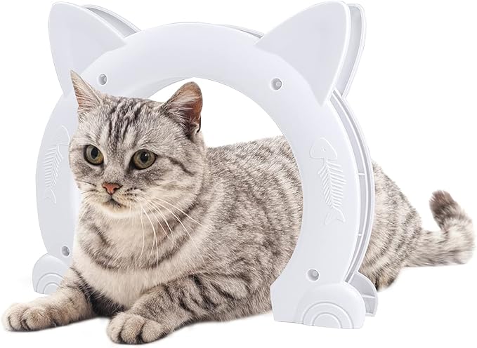 Cat Door Interior Pet Doors for Cats Kitty Shaped Hole Cat Gate Pass Fits Inside Door Hides Litter Box Furniture for Small Pets up to 21lbs