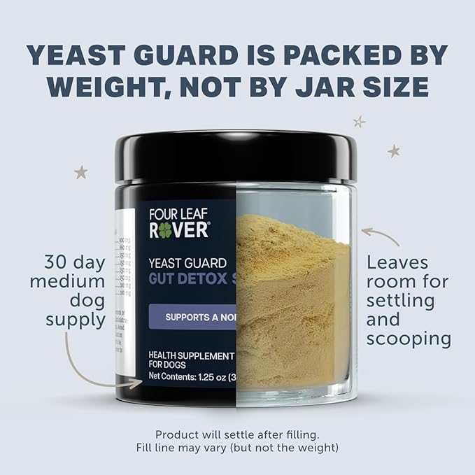 FOUR LEAF ROVER Yeast Guard for Dog Yeast - Veterinarian Formulated - Supports Healthy Skin, Ears & Paws - 100% Natural with Organic Herbs - 30 Day Medium Dog Supply