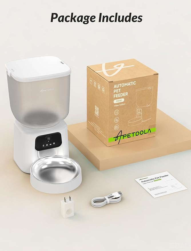 Automatic Cat Feeder with Camera, 5L Timed Cat Food Feeder,2-Way Audio & App Remote Control,Desiccant Bag,Auto Pet Dispenser for Cats and Dogs