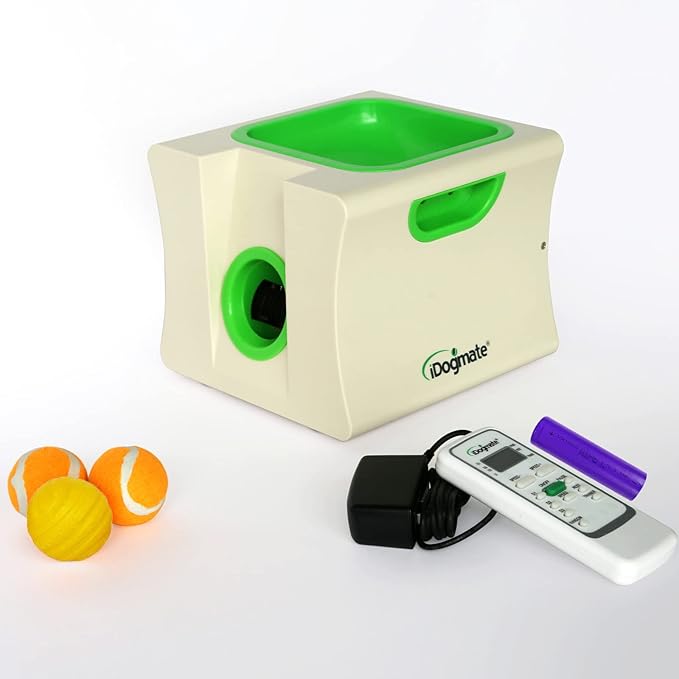 Small Interactive Ball Launcher with Rechargeable, Automatic Dog Ball launcer for Mini Dog (Ball Thrower with 3 Mini Balls)