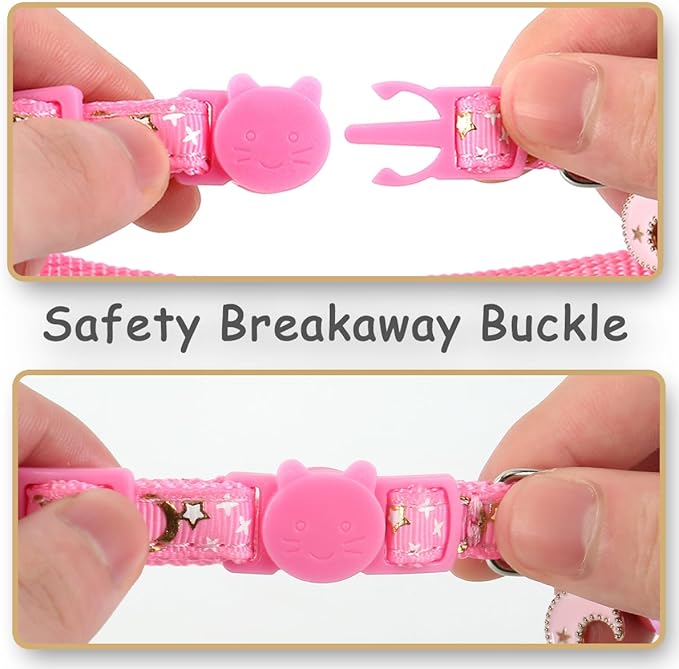 SuperBuddy Cat Collars Breakaway with Bell - 4 Pack Cat Safety Collars for Boys & Girls - Safety Buckle Kitten Collar for Pet Supplies,Stuff,Accessories