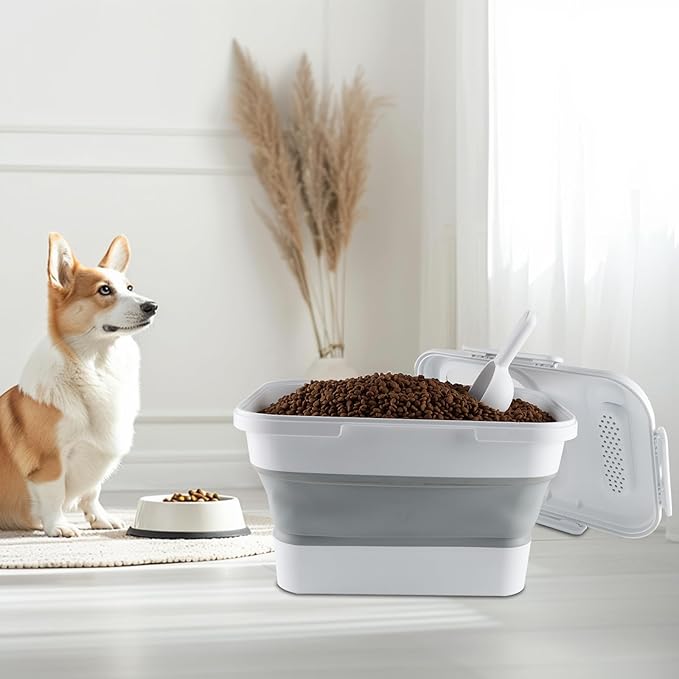 Geyecete Large dog food storage container dog food storage with Lids Handle Scoop Foldable cat food container pet food storage containers