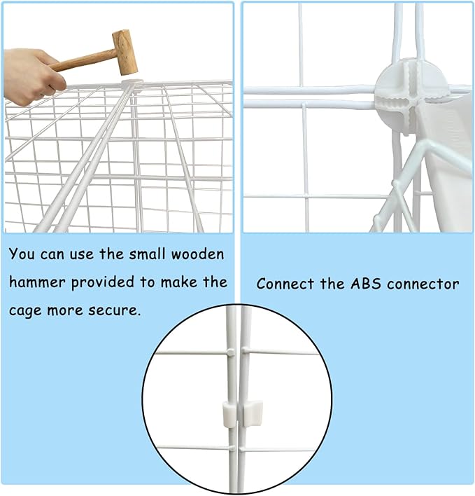 2-Tier DIY Cat Cage,Small Animal Indoor Detachable Metal Cage,Cats Kennels Crate Large Exercise Place Playpen Kitten Enclosure with 2 Doors,29.5x15.3x28.7 Inch White