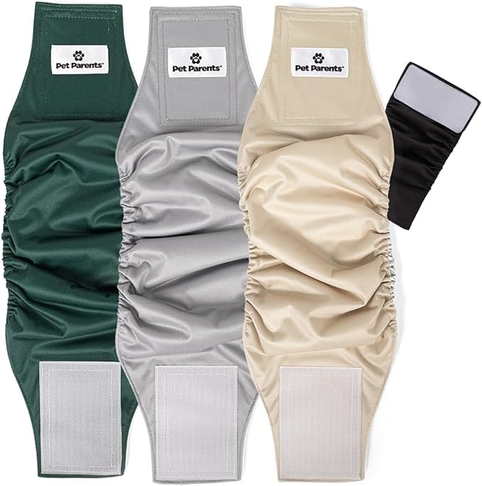 Pet Parents® Washable Belly Bands for Male Dogs (3pack) + Extendrs® of Durable Dog Diapers Male, Premium Male Dog Diapers & Dog Wraps (X-Large, Spruce)