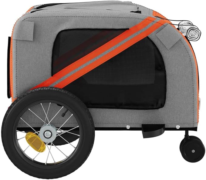 Pet Bike Trailer for Small Dogs, Durable Oxford Fabric with Weatherproof & Scratch-Resistant Design, Zippered Doors and Mesh Windows for Safe Outdoor Rides