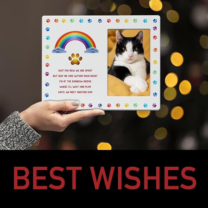IAXIC Pet Cat Memorial Gifts - Sympathy Gift for Cat Loss with Memorial Picture Frame, Pet Memory Photo Frame, Cat Memorial Photo Frames, Pet Cat Photo Memorial Frame