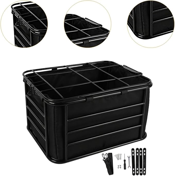 Bike Rear Basket Dog Carrier Heavy Duty Bicycle Cargo Rack Bicycle Storage Basket for Outdoor, Travel Hiking, Shopping Dogs