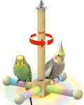 Pawfly 360° Rotating Bird Perch Toy, Interactive Spinning Bird Stand Parrot Perch, Natural Wooden Chew Toy for Small Birds, Cockatiel Toy, Parakeet Toy, Bird Toys for Parakeets, Bird Cage Accessories