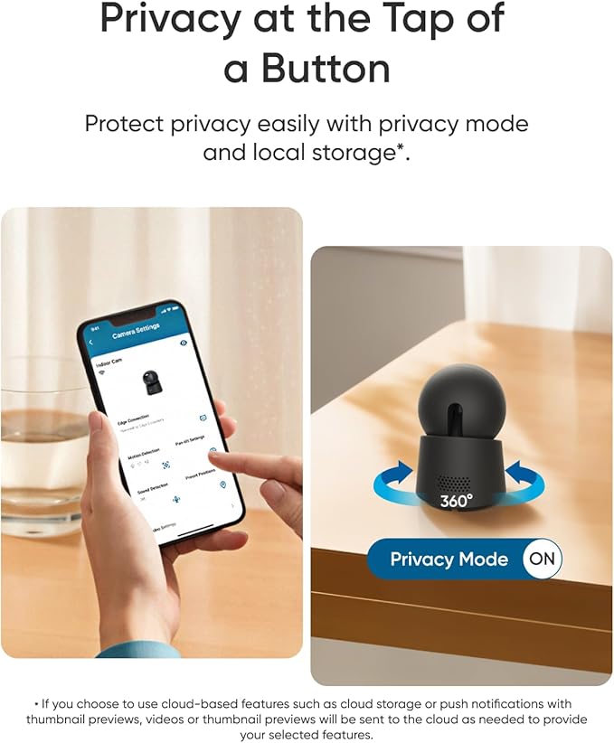 eufy Security 4K UHD Indoor Camera E30,360° Pan Tilt,AI Auto Tracking,Color Night Vision,Pet/Baby Camera with Two-Way Audio,AI Human/Pet Detection,Works with HomeKit,No Monthly Fee, Black