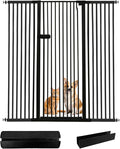 Lumizone Extra Tall Cat Gate 61.02" High Pressure Mounted Extra Wide 2025 New (17 Sizes) 1.37" Gap No Drilling Auto-Close One-Handed Operation Tall Pet Gate for Dogs(Black, 61.02" H x 55.12"-59.44" W)