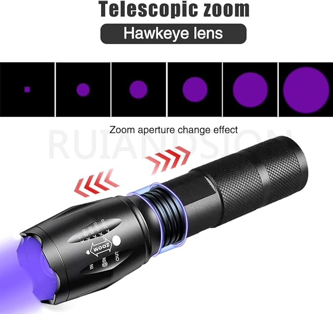 Ruiandsion UV Blacklight Flashlight, Super Bright UV and White Lights Flashlight Pet Dog Cat Urine Detector for Pet Urine Stains, Bed Bugs, Scorpions Finder and Outdoor Lighting