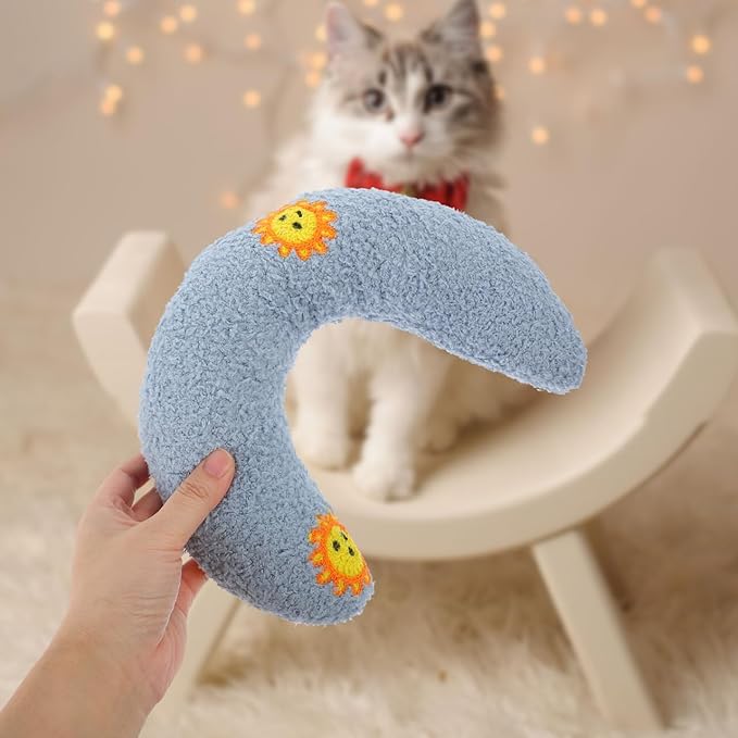 U-Shaped Dog Anxiety Relief Pillow Soft Washable Calming Pillow for Neck Support Promotes Deep Sleep for Small Dogs and Cats 10.03X7.08X2.36In