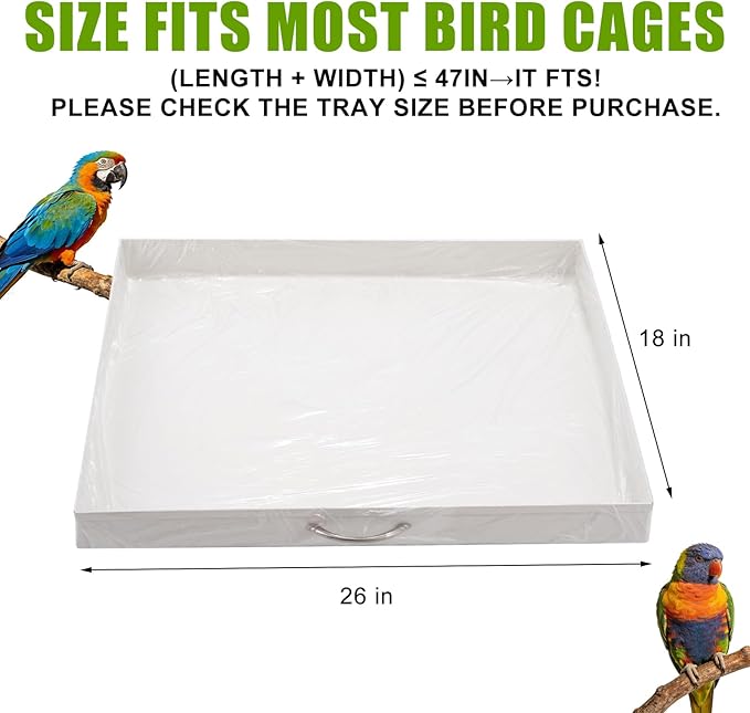50 Pcs Disposable Bird Cage Liners, 26x18 Inch - Transparent PE Liners for Small & Medium Parakeet Cages, Fit Budgies, Cockatiels, Cockatoos, Easy-to-Clean Tray Accessories