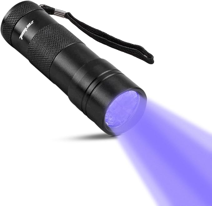 UV Flashlight - Best LED Ultra Violet Blacklight for Pet Stains - Cat Stain Detector, Dog Stain Detector Torch - Find Stains on Carpet, Rugs, and Furniture - Includes 3 AAA Batteries